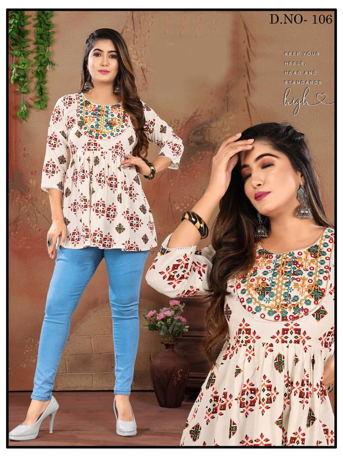 FF Flex Fancy Printed Tunic Style Wholesale Ladies Top